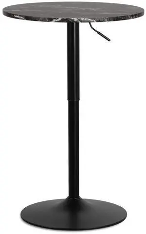 Round High Top Table, 27.5"- 36" Height-Adjustable Bar Table with Black Marble Texture Top and Black Base, 360° Swivel Cocktail Bar Table Modern Style for Home Kitchen Balcony Round High Top Table, 27.5"- 36" Height-Adjustable Bar Table with Black Marble Texture Top and Black Base, 360° Swivel Cocktail Bar Table Modern Style for Home Kitchen Balcony