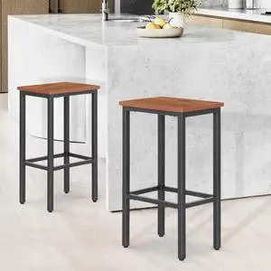Bar Stools Set of 2, 26 Inch Counter Height Stools with Metal Frame for Kitchen Dining Room Café, Industrial Design, Rustic Brown Bar Stools Set of 2, 26 Inch Counter Height Stools with Metal Frame for Kitchen Dining Room Café, Industrial Design, Rustic Brown