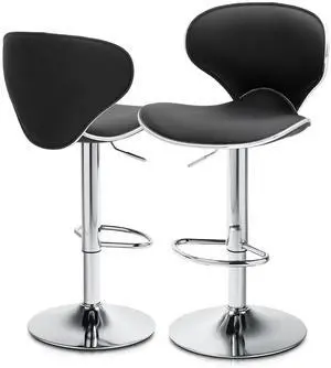 Bar Stools Set of 2, Modern Black PU Leather Adjustable Counter Height Barstool Backrest and Footrest for Bar, Kitchen, Dining, Living Room, and Bistro Pub, 250 lbs Capacity Bar Stools Set of 2, Modern Black PU Leather Adjustable Counter Height Barstool Backrest and Footrest for Bar, Kitchen, Dining, Living Room, and Bistro Pub, 250 lbs Capacity