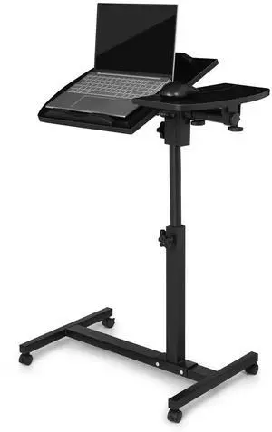 Mobile Standing Desk, Tilting, Portable Height Adjustable Sit Stand Work Table Overbed Laptop Table Computer Cart with Wheels for Bed Couch Office, Black Mobile Standing Desk, Tilting, Portable Height Adjustable Sit Stand Work Table Overbed Laptop Table Computer Cart with Wheels for Bed Couch Office, Black