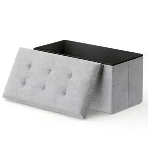 30 Inch Storage Ottoman Bench, Rectangle End of Bed Bench, Storage Padded Seat, Linen Fabric Ottoman Footrest for Living Room, Bedroom, Entryway, Light Gray 30 Inch Storage Ottoman Bench, Rectangle End of Bed Bench, Storage Padded Seat, Linen Fabric Ottoman Footrest for Living Room, Bedroom, Entryway, Light Gray
