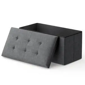 30 Inches Storage Ottoman Bench, Rectangle End of Bed Bench, Storage Padded Seat, Linen Fabric Ottoman Footrest for Living Room, Bedroom, Entryway, Dark Gray 30 Inches Storage Ottoman Bench, Rectangle End of Bed Bench, Storage Padded Seat, Linen Fabric Ottoman Footrest for Living Room, Bedroom, Entryway, Dark Gray