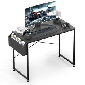 Writing Computer Desk 40", Simple Home Office Gaming Desk with Storage Bag, Space Saving Table - Black Writing Computer Desk 40", Simple Home Office Gaming Desk with Storage Bag, Space Saving Table - Black