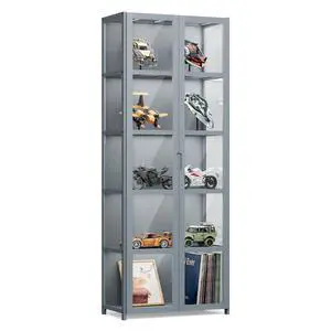 5 Tier Curio Display Cabinet with Acrylic Doors, 64" Large Capacity Storage Cabinet Collectibles Toy Showcase for Living Room, Gray 5 Tier Curio Display Cabinet with Acrylic Doors, 64" Large Capacity Storage Cabinet Collectibles Toy Showcase for Living Room, Gray