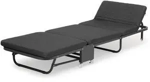 Rollaway Bed for Adults, 71 X 26 Portable and Foldable Guest Bed with Mattress Load up to 330 Lbs, Space Saving Fold up Bed for Easy Storage, Black Rollaway Bed for Adults, 71 X 26 Portable and Foldable Guest Bed with Mattress Load up to 330 Lbs, Space Saving Fold up Bed for Easy Storage, Black