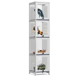 60" Tall Slim Narrow Clear Display Cabinet with Acrylic Door Curio Cabinet Display Case Corner Shelves Collection Display Case, White 60" Tall Slim Narrow Clear Display Cabinet with Acrylic Door Curio Cabinet Display Case Corner Shelves Collection Display Case, White
