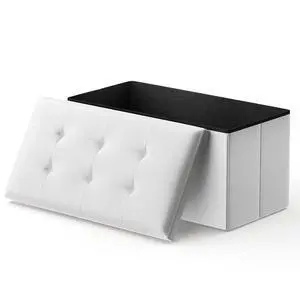 30 Inch Storage Ottoman Bench, 24 Gal. Folding Ottoman Footrest, End of Bed Bench, Rectangle Foot Stool, Supports 600 lbs, for Bedroom, Living Room, Entryway, Hallway, White 30 Inch Storage Ottoman Bench, 24 Gal. Folding Ottoman Footrest, End of Bed Bench, Rectangle Foot Stool, Supports 600 lbs, for Bedroom, Living Room, Entryway, Hallway, White