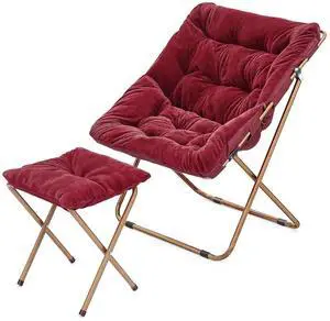 Square Folding Faux Fur Saucer Chair for Bedroom Living Room Dorm Foldable Metal Frame Oversized Large Comfy Furry Padded Soft Cozy Moon Chair with Footrest Ottoman for Adults (Burgundy) Square Folding Faux Fur Saucer Chair for Bedroom Living Room Dorm Foldable Metal Frame Oversized Large Comfy Furry Padded Soft Cozy Moon Chair with Footrest Ottoman for Adults (Burgundy)