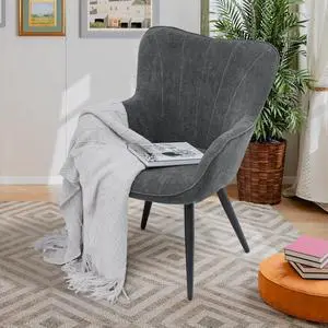 Accent Chair, Elegant Modern Armchair, Upholstered Vanity Chair with Metal Legs and High Back, Comfy Reading Chair for Living Room Bedroom Office, Lava Gray Accent Chair, Elegant Modern Armchair, Upholstered Vanity Chair with Metal Legs and High Back, Comfy Reading Chair for Living Room Bedroom Office, Lava Gray