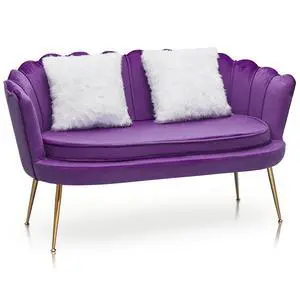 52" Purple Velvet Loveseat Sofa with 2 Pillows, Modern 2-Seater Sofa Upholstered Tufted Love Seat Couch with Golden Metal Legs for Living Room Conference Room, 300 Lbs Capacity 52" Purple Velvet Loveseat Sofa with 2 Pillows, Modern 2-Seater Sofa Upholstered Tufted Love Seat Couch with Golden Metal Legs for Living Room Conference Room, 300 Lbs Capacity