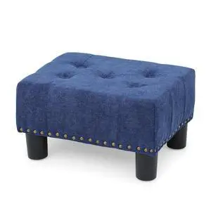 Small Foot Stool Ottoman, Ottoman Foot Rest with Legs, Foot Rest Foot Step Stool for Couch, Rectangle Tufted Footstool for Living Room Entryway, Navy Blue Small Foot Stool Ottoman, Ottoman Foot Rest with Legs, Foot Rest Foot Step Stool for Couch, Rectangle Tufted Footstool for Living Room Entryway, Navy Blue