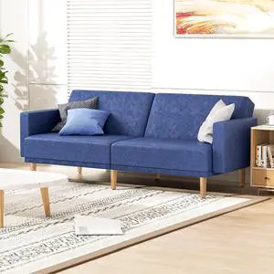 75 Inch Convertible Couch Sofa Bed, Reclining Futon Sleeper with Cloud Cushion & Ergonomics Armrest, 3 Seater Upholstered Couch, Comfy Reclining Sofa Bed for Living Room, Bedroom, Navy Blue 75 Inch Convertible Couch Sofa Bed, Reclining Futon Sleeper with Cloud Cushion & Ergonomics Armrest, 3 Seater Upholstered Couch, Comfy Reclining Sofa Bed for Living Room, Bedroom, Navy Blue