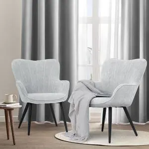 Accent Chair Set of 2, Elegant Modern Armchair, Upholstered Vanity Chair with Metal Legs and High Back, Comfy Reading Chair for Living Room Bedroom Office, Lava Gray Accent Chair Set of 2, Elegant Modern Armchair, Upholstered Vanity Chair with Metal Legs and High Back, Comfy Reading Chair for Living Room Bedroom Office, Lava Gray