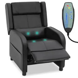 Home Theater Seating Adjustable Backrest Massage Gaming Recliner, Living Room Single Sofa with Retractable Footrest, Small Recliner Chair for Small Spaces, Black Home Theater Seating Adjustable Backrest Massage Gaming Recliner, Living Room Single Sofa with Retractable Footrest, Small Recliner Chair for Small Spaces, Black