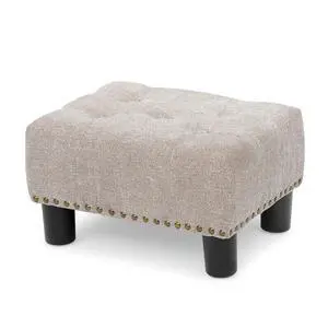 Small Foot Stool Ottoman, Ottoman Foot Rest with Legs, Foot Rest Foot Step Stool for Couch, Rectangle Tufted Footstool for Living Room Entryway, Sandy Beige Small Foot Stool Ottoman, Ottoman Foot Rest with Legs, Foot Rest Foot Step Stool for Couch, Rectangle Tufted Footstool for Living Room Entryway, Sandy Beige