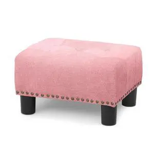 Small Foot Stool Ottoman, Ottoman Foot Rest with Legs, Foot Rest Foot Step Stool for Couch, Rectangle Tufted Footstool for Living Room Entryway, Pink Small Foot Stool Ottoman, Ottoman Foot Rest with Legs, Foot Rest Foot Step Stool for Couch, Rectangle Tufted Footstool for Living Room Entryway, Pink