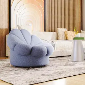 Upholstered Accent Chair Petal Soft Chair Modern Leisure Chairs for Nursery, Living Room, Bedroom, Blue Blooming Flower Single Sofa with 300 Lbs Capacity Upholstered Accent Chair Petal Soft Chair Modern Leisure Chairs for Nursery, Living Room, Bedroom, Blue Blooming Flower Single Sofa with 300 Lbs Capacity
