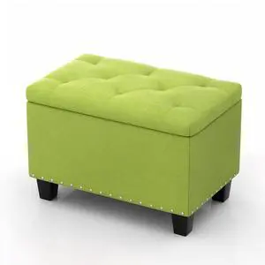 24 Inch Ottoman Bench with Storage for Bedroom, Contemporary Green Linen Tufted Bench Footrest Foot Stool Upholstered Rectangular Ottoman with 40L Inner Space, 660 Lbs Capacity 24 Inch Ottoman Bench with Storage for Bedroom, Contemporary Green Linen Tufted Bench Footrest Foot Stool Upholstered Rectangular Ottoman with 40L Inner Space, 660 Lbs Capacity