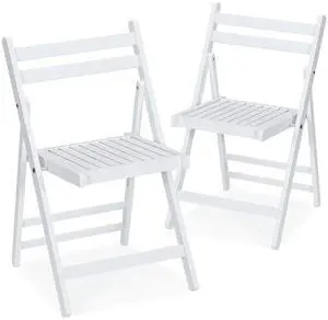 Wooden Chairs Set of 2, Compact Folding Patio Chairs, Indoor Outdoor Bistro Chairs for Garden Balcony Patio Lawn Living Room, White Wooden Chairs Set of 2, Compact Folding Patio Chairs, Indoor Outdoor Bistro Chairs for Garden Balcony Patio Lawn Living Room, White