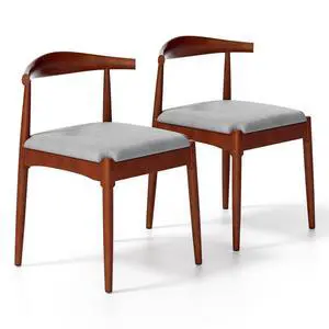 Solid Wood Dining Chairs Set of 2, Heavy Duty Kitchen Chairs, Mid Century Modern Dining Chairs with Upholstered Cushion & Wide Curved Backrest for Living Room, Kitchen, Walnut Solid Wood Dining Chairs Set of 2, Heavy Duty Kitchen Chairs, Mid Century Modern Dining Chairs with Upholstered Cushion & Wide Curved Backrest for Living Room, Kitchen, Walnut