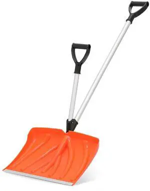 Snow Shovel 18 in Poly Blade with Aluminum Edge and Steel Handle, Ergonomic Combination Handle for Efficient Snow Removal,Orange Snow Shovel 18 in Poly Blade with Aluminum Edge and Steel Handle, Ergonomic Combination Handle for Efficient Snow Removal,Orange