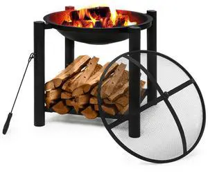 22" Portable Fire Pit Outdoor Wood Burning Firepit Outside BBQ Grill Cooking with Rack for Patio Backyard Picnic Garden, Black 22" Portable Fire Pit Outdoor Wood Burning Firepit Outside BBQ Grill Cooking with Rack for Patio Backyard Picnic Garden, Black