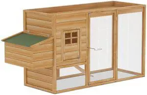 2-Layer Chicken Coop with Run and Nesting Box, Ventilation Wire Fence Wood Chicken House Duck Hutch Bunny Cage with Removable Tray Ramp and Waterproof Asphalt Roof 64 x 25.5 x 40 inch 2-Layer Chicken Coop with Run and Nesting Box, Ventilation Wire Fence Wood Chicken House Duck Hutch Bunny Cage with Removable Tray Ramp and Waterproof Asphalt Roof 64 x 25.5 x 40 inch