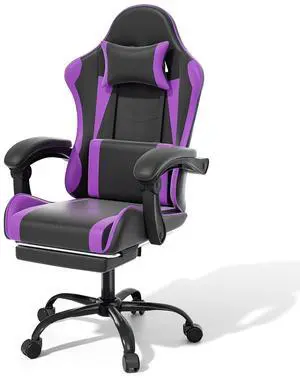Gaming Chair Office Chair Leather High Back Computer Chair with Headrest and Lumbar Support 360° Swivel Ergonomic Footrest Adjustable Gamer Chair for Adult Teen Home Office Using, Purple Gaming Chair Office Chair Leather High Back Computer Chair with Headrest and Lumbar Support 360° Swivel Ergonomic Footrest Adjustable Gamer Chair for Adult Teen Home Office Using, Purple