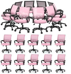 Mesh Office Chair, Ergonomic Computer Chair for Adults, Rolling Swivel Mid-Back Desk Chair with Lumbar Support, Comfy Armrest for Home Office, Gaming, Pink 20 Pack Mesh Office Chair, Ergonomic Computer Chair for Adults, Rolling Swivel Mid-Back Desk Chair with Lumbar Support, Comfy Armrest for Home Office, Gaming, Pink 20 Pack