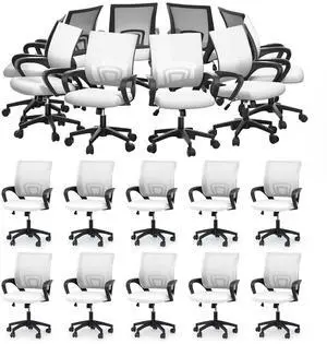 Mesh Office Chair, Ergonomic Computer Chair for Adults, Rolling Swivel Mid-Back Desk Chair with Lumbar Support, Comfy Armrest for Home Office, Gaming, White 20 Pack Mesh Office Chair, Ergonomic Computer Chair for Adults, Rolling Swivel Mid-Back Desk Chair with Lumbar Support, Comfy Armrest for Home Office, Gaming, White 20 Pack