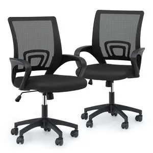 Mesh Office Chair Set of 2, Ergonomic Computer Chair for Adults, Rolling Swivel Mid-Back Desk Chair with Lumbar Support, Comfy Armrest for Home Office, Gaming, Black Mesh Office Chair Set of 2, Ergonomic Computer Chair for Adults, Rolling Swivel Mid-Back Desk Chair with Lumbar Support, Comfy Armrest for Home Office, Gaming, Black