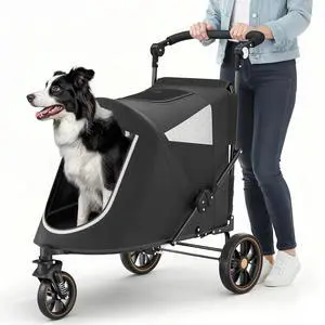 Pet Stroller for Large Dogs or Multiple Dogs Cats with Adjustable Handle, 3-Wheels Dual Entry Portable Dog Carting Easy Folding Pet Wagon Double Dog Stroller up to 55 lbs, Black Pet Stroller for Large Dogs or Multiple Dogs Cats with Adjustable Handle, 3-Wheels Dual Entry Portable Dog Carting Easy Folding Pet Wagon Double Dog Stroller up to 55 lbs, Black