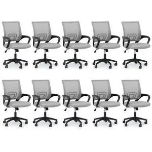 Mesh Office Chair, Ergonomic Computer Chair for Adults, Rolling Swivel Mid-Back Desk Chair with Lumbar Support, Comfy Armrest for Home Office, Gaming, Light Gray 10 Pack Mesh Office Chair, Ergonomic Computer Chair for Adults, Rolling Swivel Mid-Back Desk Chair with Lumbar Support, Comfy Armrest for Home Office, Gaming, Light Gray 10 Pack