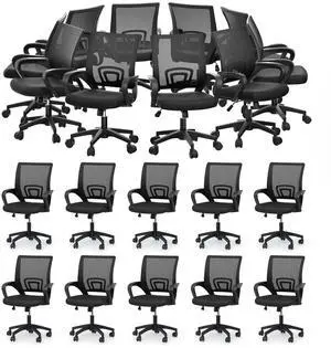 Mesh Office Chair, Ergonomic Computer Chair for Adults, Rolling Swivel Mid-Back Desk Chair with Lumbar Support, Comfy Armrest for Home Office, Gaming, Black 20 Pack Mesh Office Chair, Ergonomic Computer Chair for Adults, Rolling Swivel Mid-Back Desk Chair with Lumbar Support, Comfy Armrest for Home Office, Gaming, Black 20 Pack