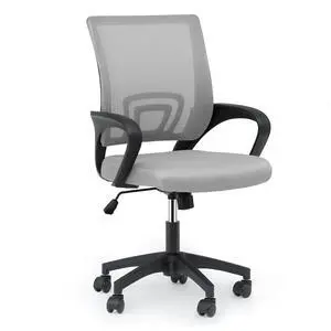 Mesh Office Chair, Ergonomic Computer Chair for Adults, Rolling Swivel Mid-Back Desk Chair with Lumbar Support, Comfy Armrest for Home Office, Gaming, Light Gray Mesh Office Chair, Ergonomic Computer Chair for Adults, Rolling Swivel Mid-Back Desk Chair with Lumbar Support, Comfy Armrest for Home Office, Gaming, Light Gray