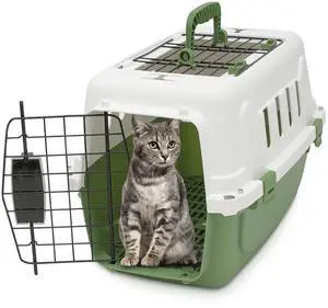 18 Inch Hard-Sided Plastic Dog Carrier 2 Door Travel Crate for Small Dogs Cats up to 10 lbs, Durable Handle, Security Lock Design, Green 18 Inch Hard-Sided Plastic Dog Carrier 2 Door Travel Crate for Small Dogs Cats up to 10 lbs, Durable Handle, Security Lock Design, Green