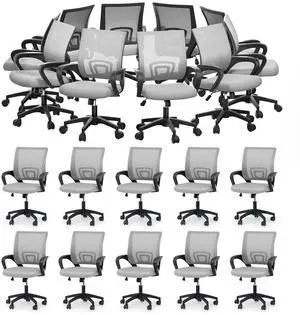 Mesh Office Chair, Ergonomic Computer Chair for Adults, Rolling Swivel Mid-Back Desk Chair with Lumbar Support, Comfy Armrest for Home Office, Gaming, Light Gray 20 Pack Mesh Office Chair, Ergonomic Computer Chair for Adults, Rolling Swivel Mid-Back Desk Chair with Lumbar Support, Comfy Armrest for Home Office, Gaming, Light Gray 20 Pack