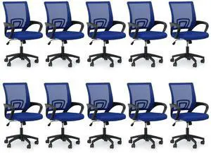 Mesh Office Chair, Ergonomic Computer Chair for Adults, Rolling Swivel Mid-Back Desk Chair with Lumbar Support, Comfy Armrest for Home Office, Gaming, Navy Blue 10 Pack Mesh Office Chair, Ergonomic Computer Chair for Adults, Rolling Swivel Mid-Back Desk Chair with Lumbar Support, Comfy Armrest for Home Office, Gaming, Navy Blue 10 Pack