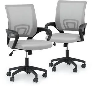 Mesh Office Chair Set of 2, Ergonomic Computer Chair for Adults, Rolling Swivel Mid-Back Desk Chair with Lumbar Support, Comfy Armrest for Home Office, Gaming, Light Gray Mesh Office Chair Set of 2, Ergonomic Computer Chair for Adults, Rolling Swivel Mid-Back Desk Chair with Lumbar Support, Comfy Armrest for Home Office, Gaming, Light Gray