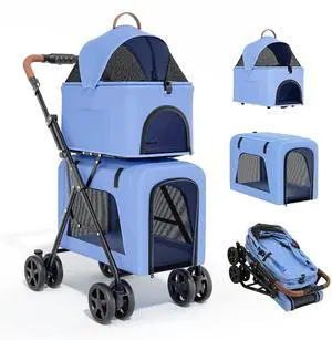 Double Dog Stroller with Detachable Carriers, 2 in 1 Pet Stroller for Small Medium Dogs Cats, One-Hand Fold Lightweight Pet Buggy with Storage Basket & Canopy Double Dog Stroller with Detachable Carriers, 2 in 1 Pet Stroller for Small Medium Dogs Cats, One-Hand Fold Lightweight Pet Buggy with Storage Basket & Canopy