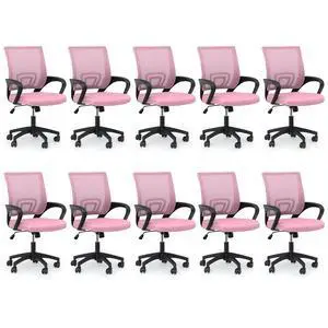 Mesh Office Chair, Ergonomic Computer Chair for Adults, Rolling Swivel Mid-Back Desk Chair with Lumbar Support, Comfy Armrest for Home Office, Gaming, Pink 10 Pack Mesh Office Chair, Ergonomic Computer Chair for Adults, Rolling Swivel Mid-Back Desk Chair with Lumbar Support, Comfy Armrest for Home Office, Gaming, Pink 10 Pack