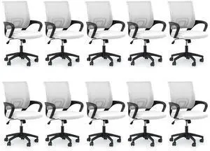 Mesh Office Chair, Ergonomic Computer Chair for Adults, Rolling Swivel Mid-Back Desk Chair with Lumbar Support, Comfy Armrest for Home Office, Gaming, White 10 Pack Mesh Office Chair, Ergonomic Computer Chair for Adults, Rolling Swivel Mid-Back Desk Chair with Lumbar Support, Comfy Armrest for Home Office, Gaming, White 10 Pack