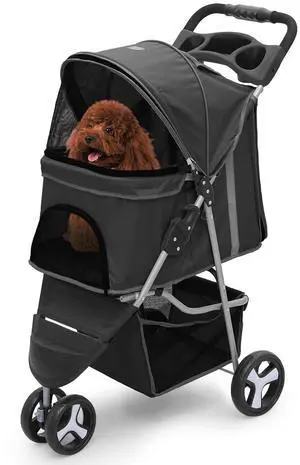 Dog Stroller for Dogs and Cats, Foldable Pet Jogger Stroller with Cup Holders, Cat Stroller w/Bottom Storage for Pets up to 33 lbs, Black Dog Stroller for Dogs and Cats, Foldable Pet Jogger Stroller with Cup Holders, Cat Stroller w/Bottom Storage for Pets up to 33 lbs, Black