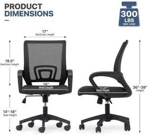 Mesh Office Chair, Ergonomic Computer Chair for Adults, Rolling Swivel Mid-Back Desk Chair with Lumbar Support, Comfy Armrest for Home Office, Gaming, Black 10 Pack Mesh Office Chair, Ergonomic Computer Chair for Adults, Rolling Swivel Mid-Back Desk Chair with Lumbar Support, Comfy Armrest for Home Office, Gaming, Black 10 Pack