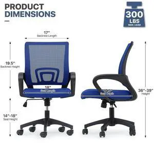 Mesh Office Chair, Ergonomic Computer Chair for Adults, Rolling Swivel Mid-Back Desk Chair with Lumbar Support, Comfy Armrest for Home Office, Gaming, Navy Blue 20 Pack Mesh Office Chair, Ergonomic Computer Chair for Adults, Rolling Swivel Mid-Back Desk Chair with Lumbar Support, Comfy Armrest for Home Office, Gaming, Navy Blue 20 Pack