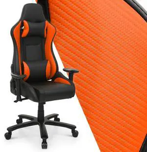 Computer Racing Chair with Lumbar Support, High-Back Reclining Carbon Fiber PU Leather Video Gaming Chair with Pivot/Angle Adjustable Armrests for Teen Adult Comfortable Gaming, Orange Computer Racing Chair with Lumbar Support, High-Back Reclining Carbon Fiber PU Leather Video Gaming Chair with Pivot/Angle Adjustable Armrests for Teen Adult Comfortable Gaming, Orange