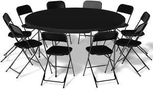 Dinner Table Chair Set, 5ft Plastic Folding Table, Indoor Outdoor Heavy Duty Portable w/Handle and Set of 10 Indoor Outdoor Portable Chair for Home Indoor Outdoor Dinner Table Chair Set, 5ft Plastic Folding Table, Indoor Outdoor Heavy Duty Portable w/Handle and Set of 10 Indoor Outdoor Portable Chair for Home Indoor Outdoor