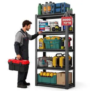 3000LBS Heavy Duty Storage Shelves, 5 Tier Adjustable Metal Shelving Unit, Industrial 72" H Utility Organization Rack for Pantry, Supermarket, Warehouse, Gym, Garage, Basement 3000LBS Heavy Duty Storage Shelves, 5 Tier Adjustable Metal Shelving Unit, Industrial 72" H Utility Organization Rack for Pantry, Supermarket, Warehouse, Gym, Garage, Basement