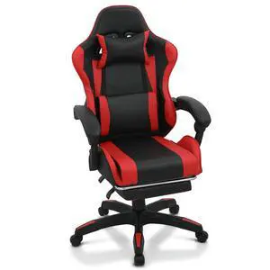 Gaming Chair with Footrest, Ergonomic High Back Leather Gamer Chair, Adjustable Height & Recline Swivel Office Chair for Office & Gaming, Teens & Adults (Red) Gaming Chair with Footrest, Ergonomic High Back Leather Gamer Chair, Adjustable Height & Recline Swivel Office Chair for Office & Gaming, Teens & Adults (Red)