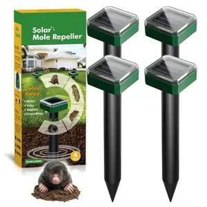4 Packs Solar Mole Repellent, 2026 Upgraded Ultrasonic Gopher Deterrent Stakes, IP65 Waterproof Sonic Vole Groundhog Snake Control for Lawn Garden Yard Farm 4 Packs Solar Mole Repellent, 2026 Upgraded Ultrasonic Gopher Deterrent Stakes, IP65 Waterproof Sonic Vole Groundhog Snake Control for Lawn Garden Yard Farm